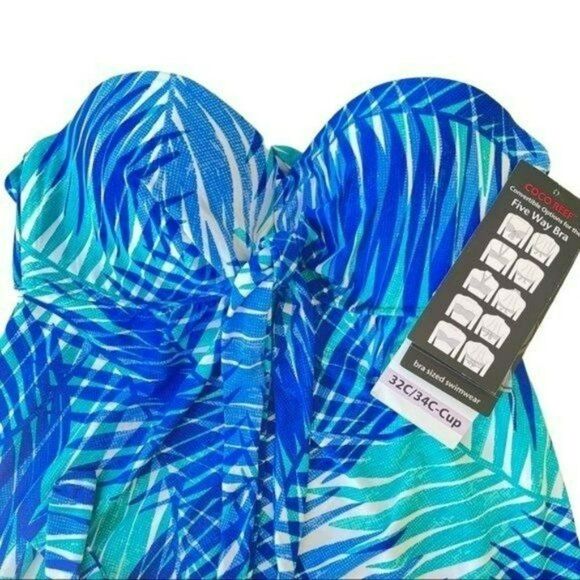 Coco Reef Womens Ocean Blue Five Way Convertible Blue Tankini Top 32C‎ 34C New - Picture 7 of 13